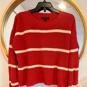 Banana Republic Crisp Orange and Cream Striped Sweater